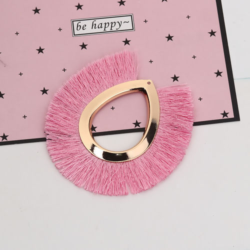 Imagen de Terylene Panícula Colgantes Gota Chapado en Oro Rosado Aprox 8.5cm x 8cm, 3 Unidades