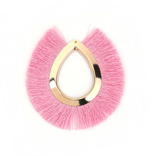 Imagen de Terylene Panícula Colgantes Gota Chapado en Oro Rosado Aprox 8.5cm x 8cm, 3 Unidades