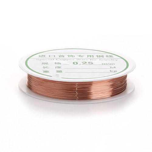 Picture of Copper Beading Wire Thread Cord Rose Gold 0.25mm (30 gauge), 2 Rolls (Approx 18 M/Roll)