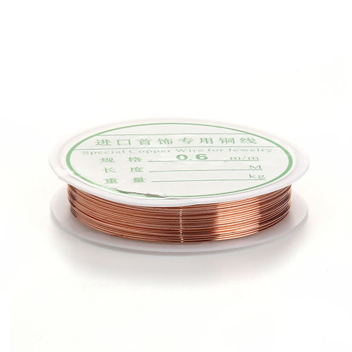 Picture of Copper Beading Wire Thread Cord Rose Gold 0.6mm (23 gauge), 2 Rolls (Approx 5 M/Roll)