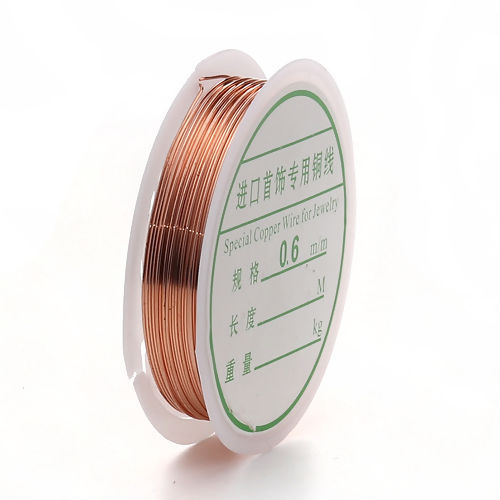Picture of Copper Beading Wire Thread Cord Rose Gold 0.6mm (23 gauge), 2 Rolls (Approx 5 M/Roll)