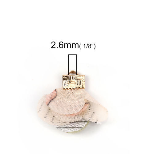 Picture of Fabric Tassel Pendants Flower Gold Plated Multicolor About 30mm x25mm(1 1/8" x1") - 25mm x25mm(1" x1"), 20 PCs