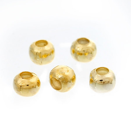 Alloy Seed Beads Ball Gold Plated About 3mm Dia, Hole: Approx 1mm, 1000 PCs