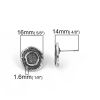 Picture of Zinc Based Alloy Ear Post Stud Earrings Findings Irregular Antique Silver Color Round 16mm Dia., Post/ Wire Size: (19 gauge), 2 PCs