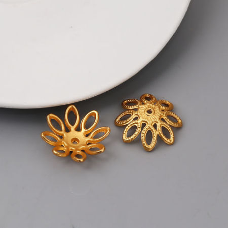 Image de Coupelles en Alliage de Zinc Fleur Or Mat (Convenable à Perle 22mm Dia.) 19mm x 19mm, 10 Pcs