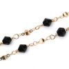 Picture of Brass & Glass Faceted Link Chain Findings Bicone Gold Plated Black 7mm( 2/8") - 6mm( 2/8"), 1 M                                                                                                                                                               