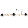 Picture of Brass & Glass Faceted Link Chain Findings Bicone Gold Plated Black 7mm( 2/8") - 6mm( 2/8"), 1 M                                                                                                                                                               