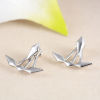 Picture of Ear Jacket Stud Earrings Silver Tone Anchor Rhombus 23mm x17mm( 7/8" x 5/8") 12mm x5mm( 4/8" x 2/8"), Post/ Wire Size: (19 gauge), 1 Pair