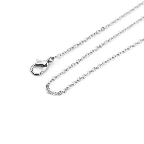 Picture of Iron Based Alloy Link Cable Chain Necklace Silver Tone 77cm(30 3/8") long, Chain Size: 2.2x1.7mm( 1/8" x 1/8"), 5 PCs