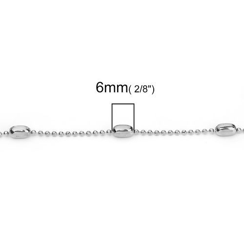 Изображение Медь Цепи из Шариков Ожерелья Овальные Серебряный Тон 51см длина, Размер Цепи: 1.5мм, 3 ШТ