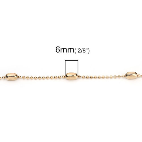 Picture of Copper Ball Chain Necklace Oval KC Gold Plated 51cm(20 1/8") long, Chain Size: 1.5mm, 3 PCs