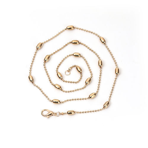 Picture of Copper Ball Chain Necklace Oval KC Gold Plated 51cm(20 1/8") long, Chain Size: 1.5mm, 3 PCs