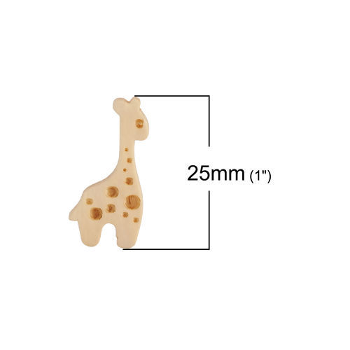 Picture of Natural Wood Embellishments Scrapbooking Giraffe Animal 25mm(1") x 12mm( 4/8"), 50 PCs