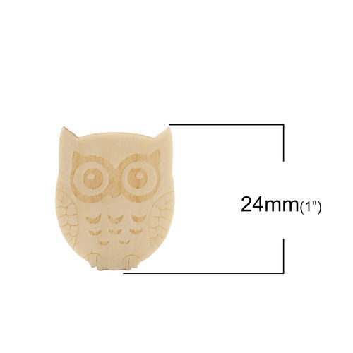 Picture of Natural Wood Embellishments Scrapbooking Owl Animal 24mm(1") x 20mm( 6/8"), 50 PCs