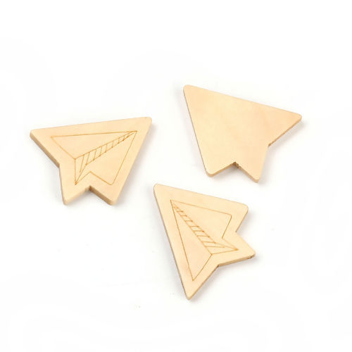 Picture of Natural Wood Embellishments Scrapbooking Airplane 25mm(1") x 23mm( 7/8"), 50 PCs