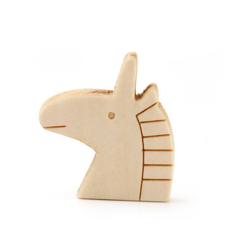 Picture of Natural Wood Embellishments Scrapbooking Horse 24mm(1") x 22mm( 7/8"), 50 PCs