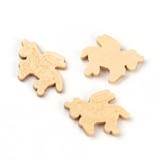 Picture of Natural Wood Embellishments Scrapbooking Horse 24mm(1") x 22mm( 7/8"), 50 PCs