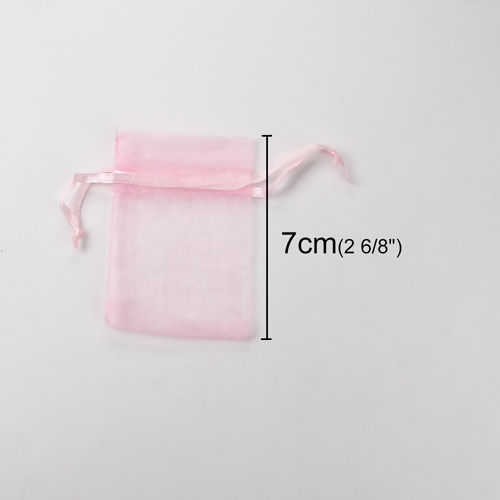 Изображение Свадебный подарок Мешочки из Органза Прямоугольник Розовый (Располагаемый Размер 5.5x5см ) 7см x 5см 50 ШТ