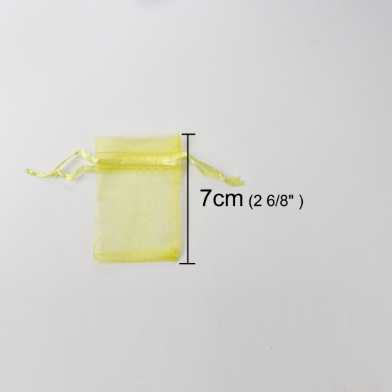 Изображение Мешочки из Органза Прямоугольник Желтый (Располагаемый Размер 5.5x5см ) 7см x 5см 50 ШТ