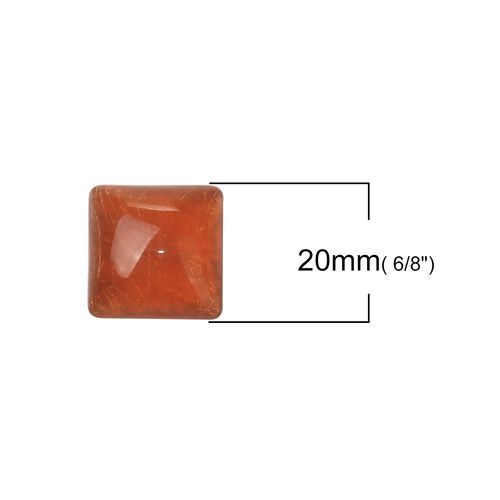 Bild von Harz Dom Cabochon Verzierung Quadrat Rotbraun Marmoriert 20mm x 20mm , 10 Stück