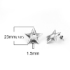 Picture of Zinc Based Alloy Ear Post Stud Earrings Findings Pentagram Star Antique Silver W/ Loop 23mm x 22mm, Post/ Wire Size: (21 gauge), 2 PCs