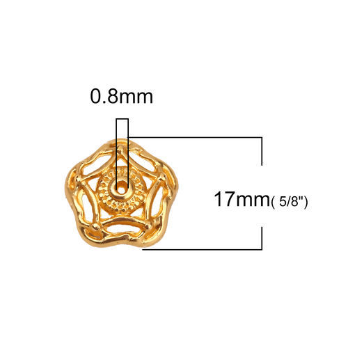 Image de Coupelles en Alliage de Zinc Etoile Or Mat (Convenable à Perle 20mm Dia.) 17mm x 17mm, 10 Pcs