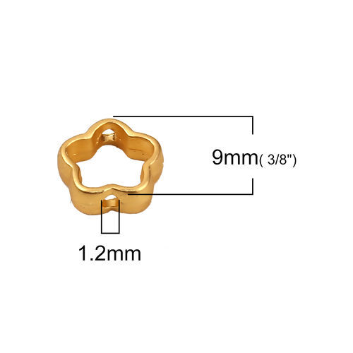 Bild von Zinklegierung Perlen Rahmen Blumen Matt Gold (Für 5mm Perlen) 9mm x 9mm, 10 Stück