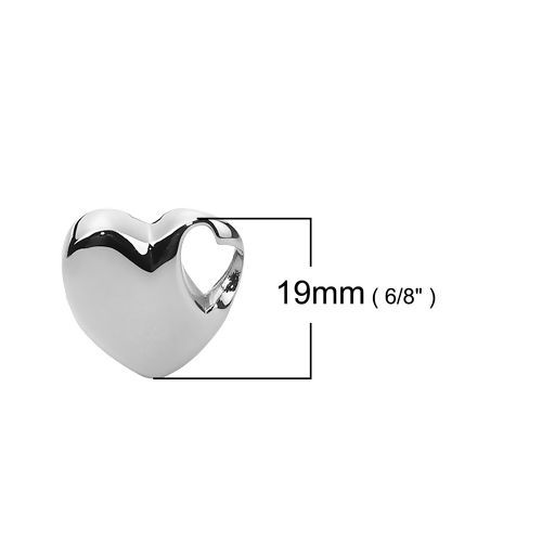 Image de 304 Breloques en Acier Inoxydable Urne Funéraire de Crémation Cœur Argent Mat 19mm x 19mm , 1 Pièce”