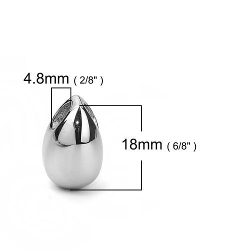 Image de 304 Breloques en Acier Inoxydable Goutte d'Eau Argent Mat 18mm x 12mm , 1 Pièce”