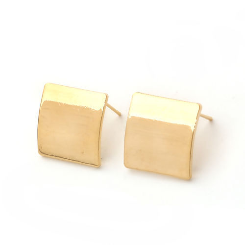 Bild von Messing Ohrring Ohrstecker Echtgold plattiert Raute M/Öse 26mm x 26mm, Drahtstärke: (20 gauge), 4 Stück