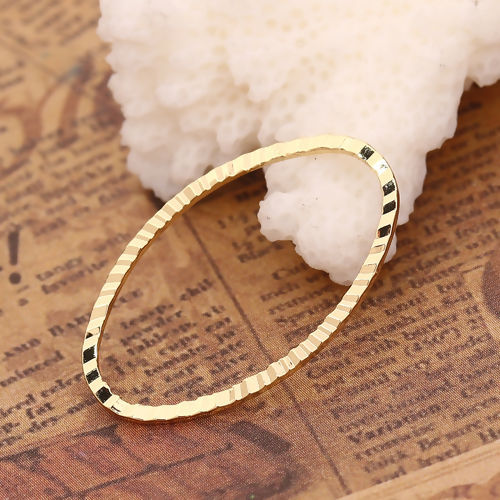Picture of Brass Connectors Oval 18K Real Gold Plated 26mm(1") x 16mm( 5/8"), 10 PCs