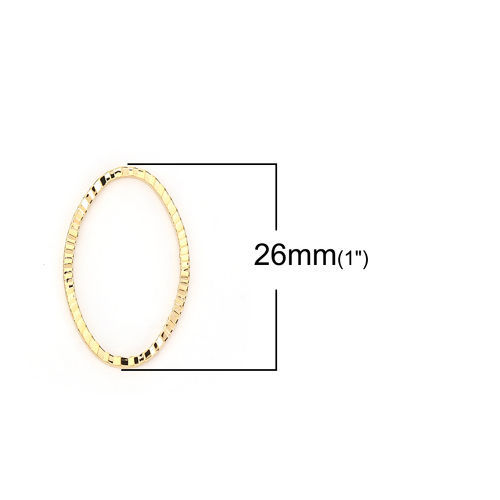 Picture of Brass Connectors Oval 18K Real Gold Plated 26mm(1") x 16mm( 5/8"), 10 PCs