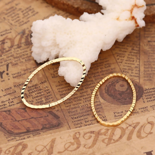 Picture of Brass Connectors Oval 18K Real Gold Plated 26mm(1") x 16mm( 5/8"), 10 PCs