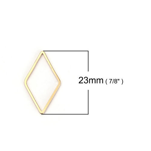 Picture of Brass Connectors Rhombus 18K Real Gold Plated 23mm( 7/8") x 13mm( 4/8"), 10 PCs                                                                                                                                                                               