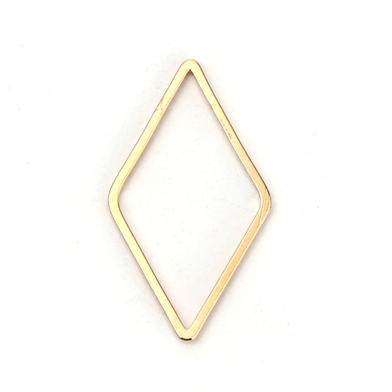 Picture of Brass Connectors Rhombus 18K Real Gold Plated 23mm( 7/8") x 13mm( 4/8"), 10 PCs                                                                                                                                                                               