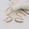 Picture of Brass Ear Wire Hooks Earring Findings 18K Real Gold Plated W/ Loop Clear Rhinestone 15mm( 5/8") x 2mm( 1/8"), Post/ Wire Size: (20 gauge), 4 PCs                                                                                                              