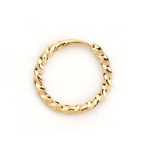 Immagine di Ottone orecchino cerchio Vero Oro Placcato Anello Spirale 12mm Dia., Dimensione di Posta / Cavo: (20 misura), 10 Pz