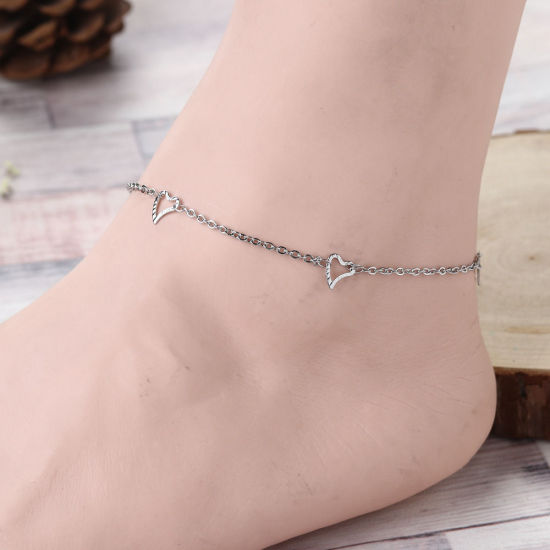 Immagine di 304 Acciaio Inossidabile Cavigliere Tono Argento Olive 23cm Lunghezza, 1 Pz