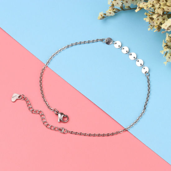 Immagine di 304 Acciaio Inossidabile Cavigliere Tono Argento Cuore 22.5cm Lunghezza, 1 Pz