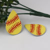 Picture of Cowhide Leather Sport Pendants Baseball Red & Yellow Drop 56mm x 36mm, 3 PCs