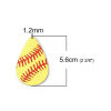 Picture of Cowhide Leather Sport Pendants Baseball Red & Yellow Drop 56mm x 36mm, 3 PCs
