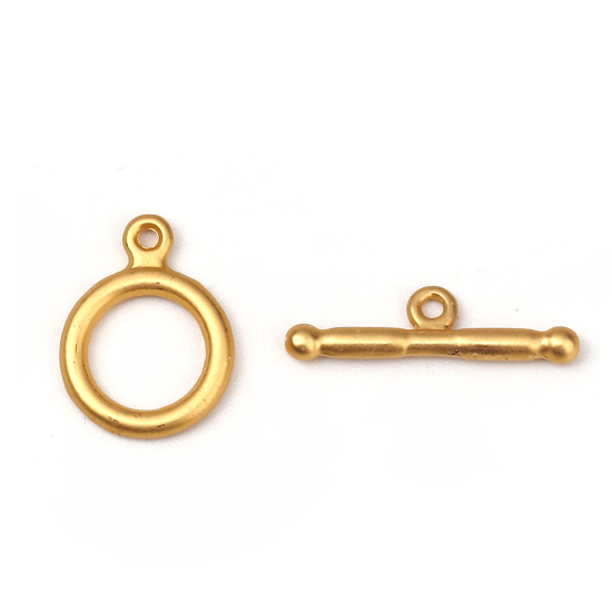 Picture of Zinc Based Alloy Toggle Clasps Circle Ring Matt Gold 24mm x 7mm 19mm x 14mm, 5 Sets