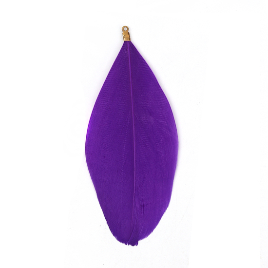 Image de Pendentifs en Plume Naturelle Prune 9.3cm x 4.5cm - 8.5cm x 3.7cm, 20 Pcs