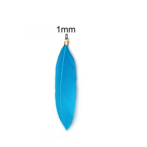 Imagen de Pluma Natural Colgantes Lago Azul 7.5cm x 2.3cm, 20 Unidades