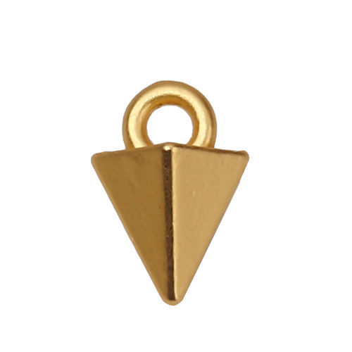 Immagine di Lega di Zinco Charms Triangolo Oro Opaco 10mm x 7mm , 10 Pz