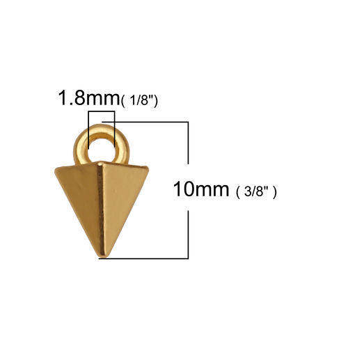 Immagine di Lega di Zinco Charms Triangolo Oro Opaco 10mm x 7mm , 10 Pz