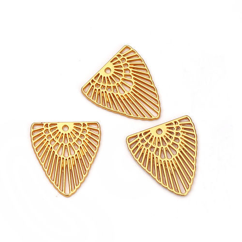 Picture of Zinc Based Alloy Boho Chic Bohemia Charms Triangle Matt Gold Hollow 22mm x 20mm, 30 PCs