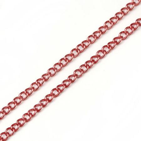 Image de 10 Yards Chaîne Maille Cheval en Alliage de Fer Fermés Soudée Rose Foncé 2.4x1.7mm