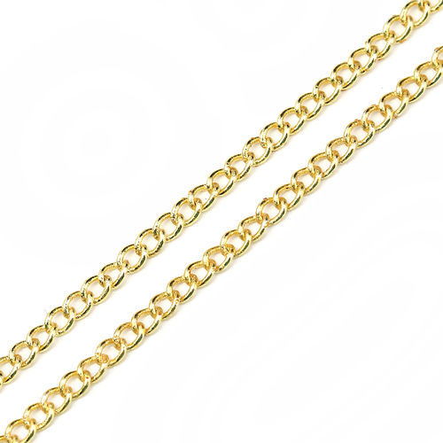 Picture of Iron Based Alloy Soldered Link Curb Chain Findings Yellow 2.4x1.7mm( 1/8" x 1/8"), 10 Yards