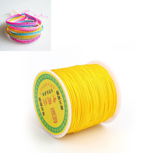 Picture of Polypropylene Fiber Chinese Knotting Cord Friendship Bracelet Cord Rope Yellow 1mm, 1 Roll (Approx 100 Yards/Roll)